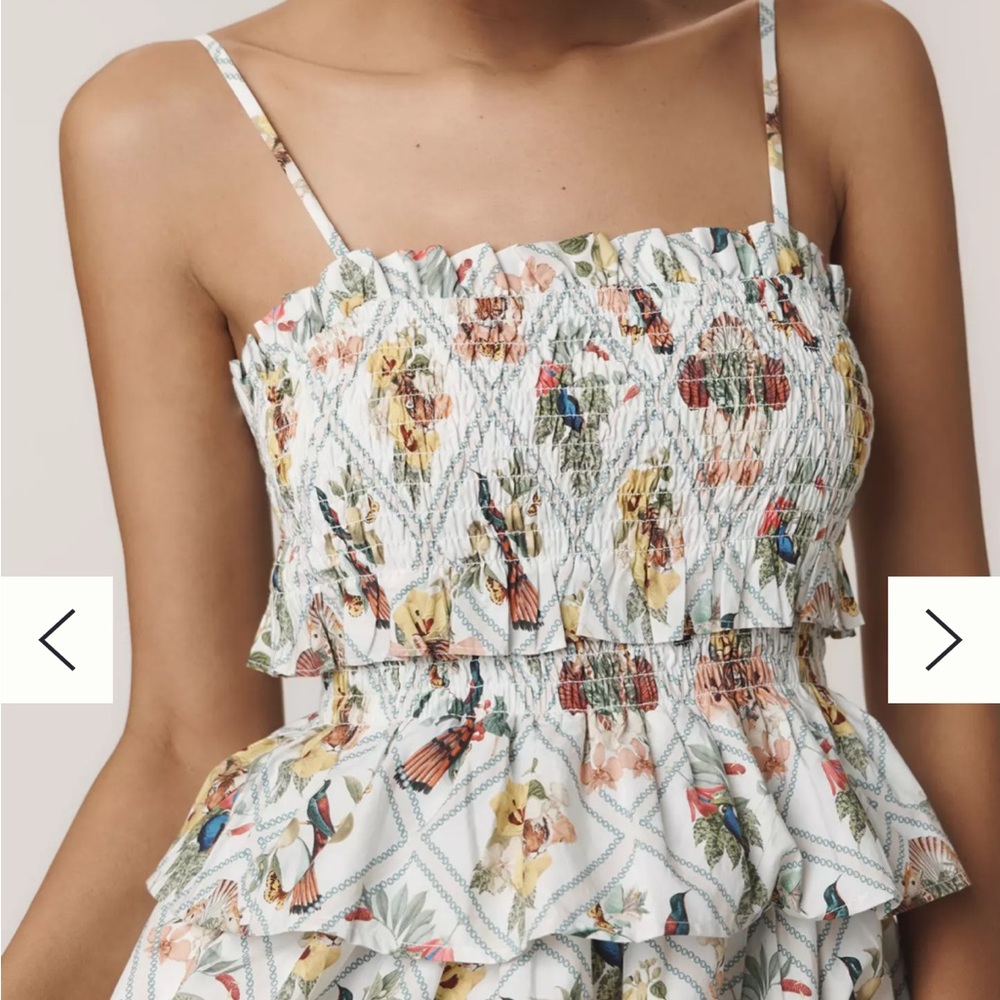 By Anthropologie Smocked Peplum Midi Dress NWOT